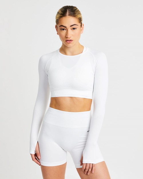 AYBL Balance V2 Seamless Long Sleeve Crop Top Blancos | LITZPMB-52