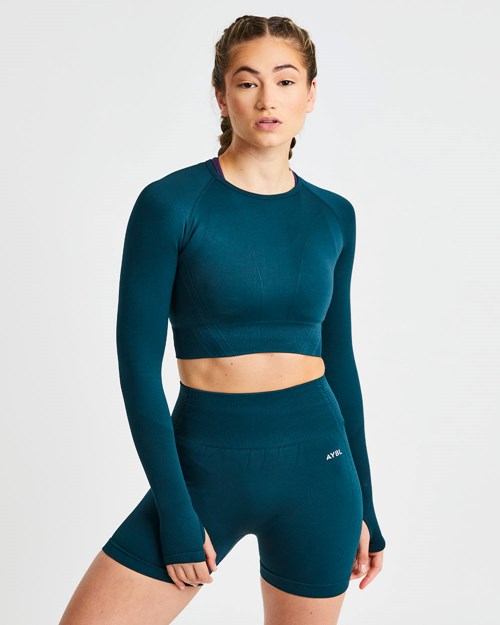 AYBL Balance V2 Seamless Long Sleeve Crop Top Verdes | NKQPOGW-60