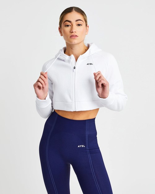 AYBL Beyond Crop Zip Hoodie Blancos | TCBJYEH-70