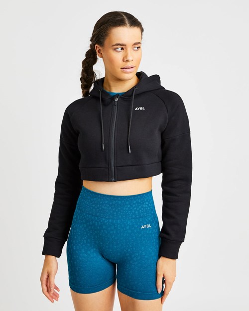 AYBL Beyond Crop Zip Hoodie Negros | TGRICEU-90