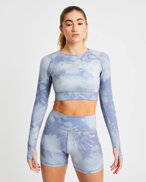 AYBL Core Long Sleeve Crop Top Grises | WJGZRNF-94