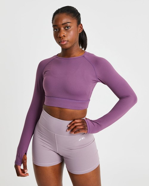 AYBL Core Long Sleeve Crop Top Morados | WVSTBYO-32