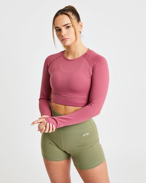 AYBL Core Long Sleeve Crop Top Rojos | CXUHKEG-23