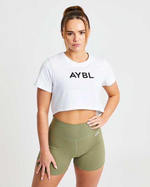 AYBL Crop T Shirt Blancos | XANGPIS-37