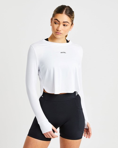 AYBL Define Long Sleeve Crop T Blancos | BPQDSZI-84