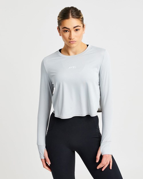 AYBL Define Long Sleeve Crop T Grises | CUBVXLT-12
