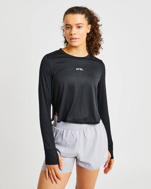 AYBL Define Long Sleeve Crop T Negros | YUTPSDE-01