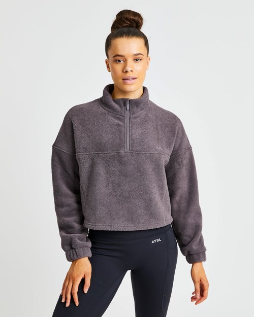 AYBL Effortless Oversized Cropped Fleece Charcoal | AKTVLPY-58