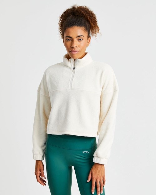 AYBL Effortless Oversized Cropped Fleece Creme | JRSTLNM-13