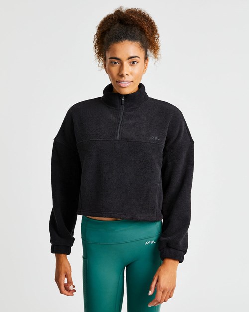 AYBL Effortless Oversized Cropped Fleece Negros | OLYVFXA-84