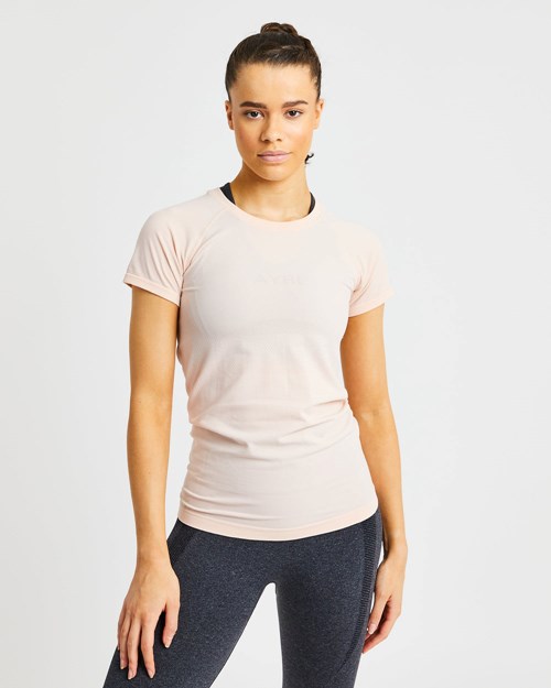 AYBL Embrace Seamless T Shirt Soft Peach | VQGRFCS-54