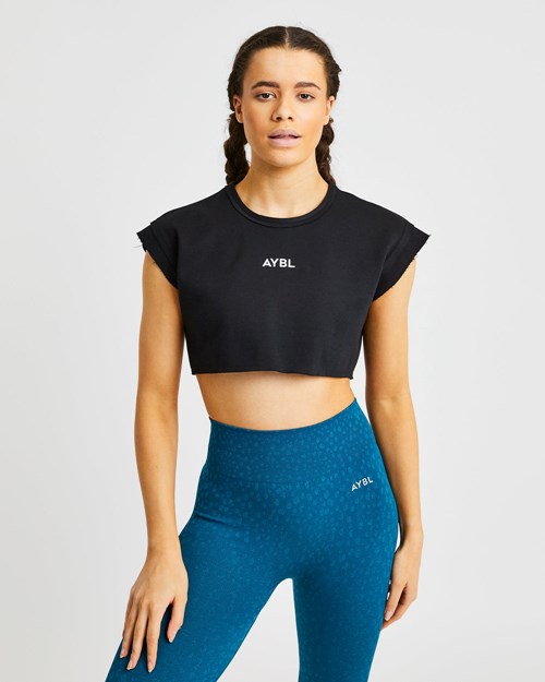AYBL Entrenamiento Crop Top Negros | JMQBZIY-21
