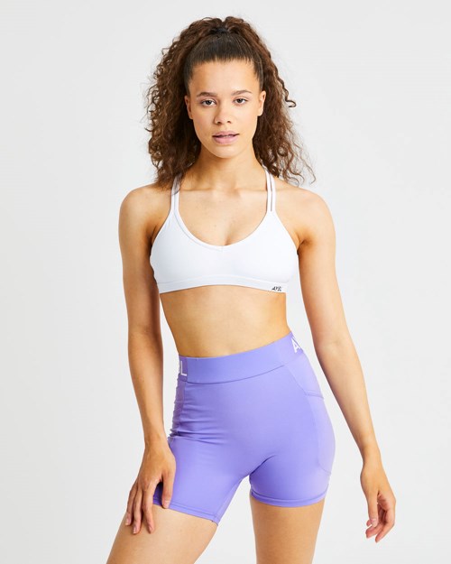 AYBL Essential Tiras Sports Bra Blancos | EQMBJUO-30