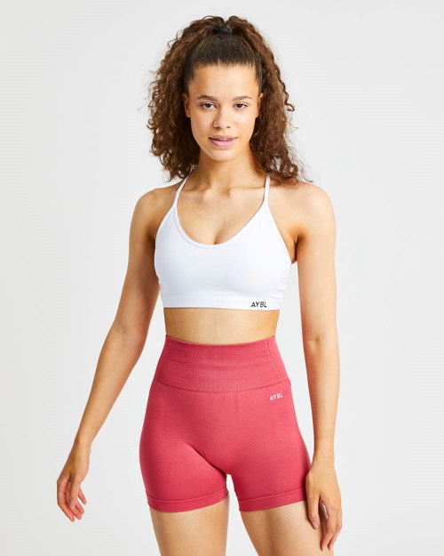 AYBL Essential V Neck Sports Bra Blancos | BFDZUXP-20