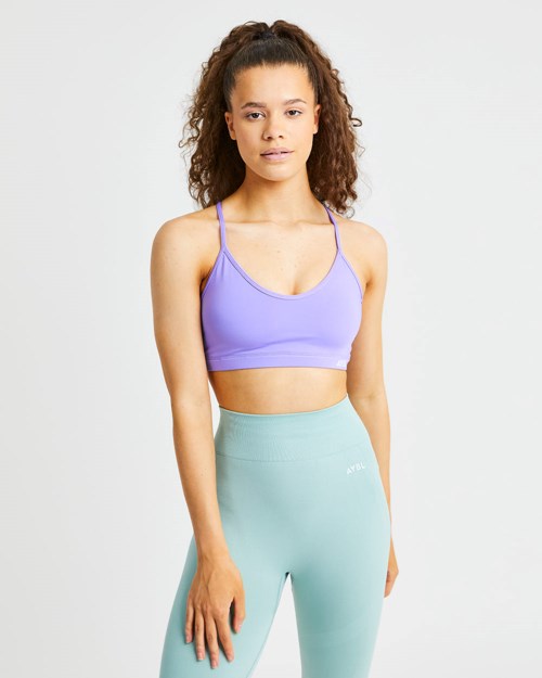 AYBL Essential V Neck Sports Bra Morados | KCIAJRN-03
