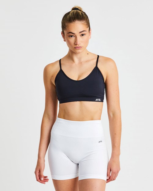 AYBL Essential V Neck Sports Bra Negros | AKMISXD-80