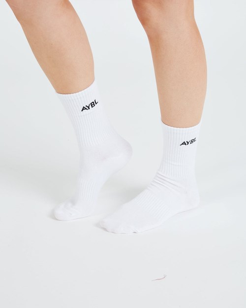 AYBL Everyday Crew Socks (3 Pack) Blancos | YRTLKCG-47