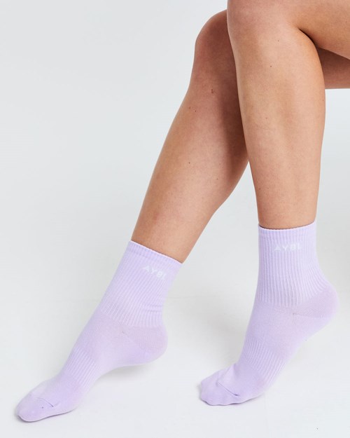 AYBL Everyday Crew Socks (3 Pack) Morados | PUCWFEH-62