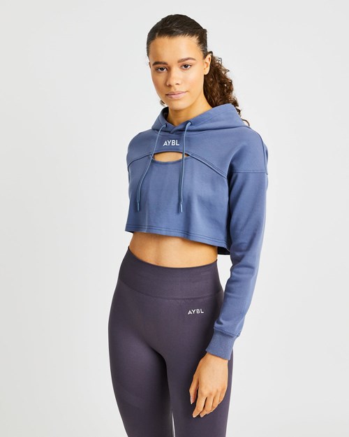 AYBL Everyday Cutout Crop Hoodie Azules | AJYDSWI-81