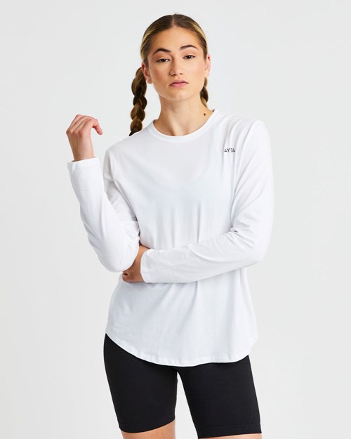 AYBL Everyday Oversized Long Sleeve T Shirt Blancos | FHTNYZA-73