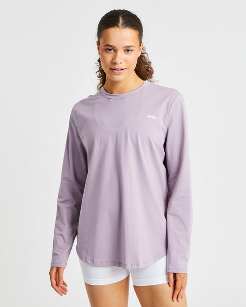 AYBL Everyday Oversized Long Sleeve T Shirt Muted Mauve | ULCKTXQ-71