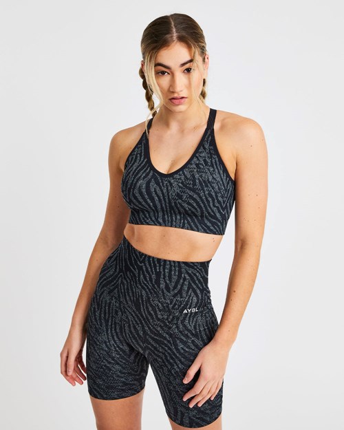 AYBL Evolve Animal Seamless Sports Bra Negros | GYSRDIQ-09