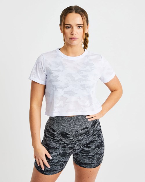 AYBL Evolve Camo Crop T Shirt Blancos | VPAMSYW-78