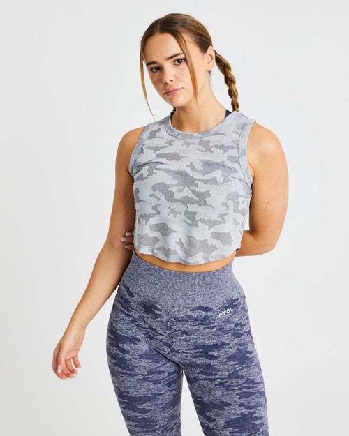 AYBL Evolve Camo Crop Vest Grises | ZPQNBYG-06
