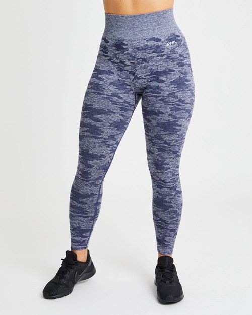 AYBL Evolve Camo Seamless Leggings Azul Marino | NDHZPMT-69