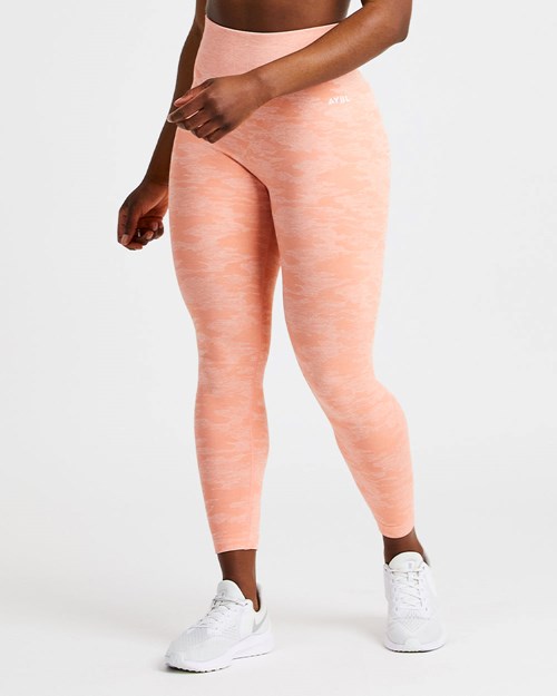 AYBL Evolve Camo Seamless Leggings Peach | WLKBRDM-48