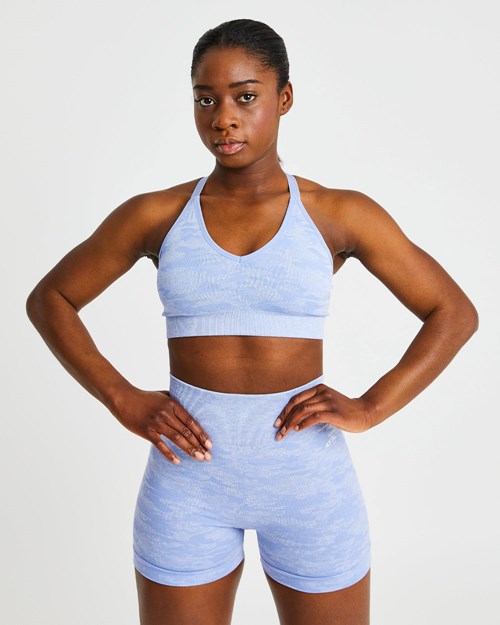 AYBL Evolve Camo Seamless Sports Bra Azules | PNYMDGT-09