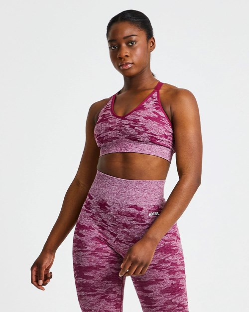 AYBL Evolve Camo Seamless Sports Bra Vino | LDROKWZ-32