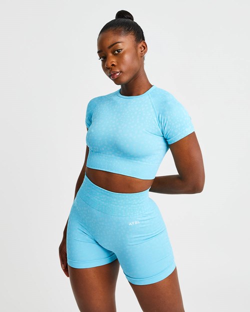 AYBL Evolve Speckle Seamless Crop Top Azules Claro | SGKTEXY-13
