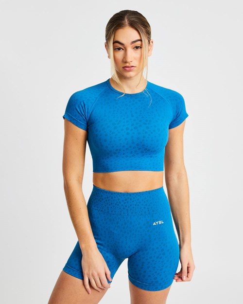 AYBL Evolve Speckle Seamless Crop Top Azules | TJVKPHM-15