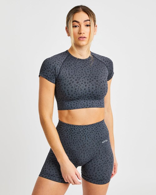 AYBL Evolve Speckle Seamless Crop Top Charcoal | WVSOFCD-29