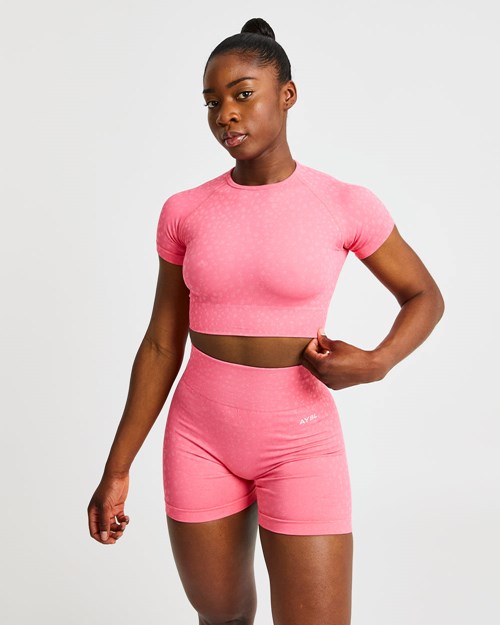 AYBL Evolve Speckle Seamless Crop Top Coral Rosas | HEPQORW-20