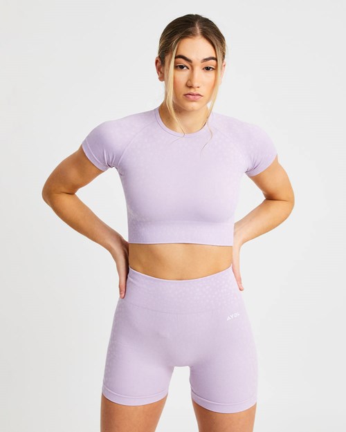 AYBL Evolve Speckle Seamless Crop Top Lilac | QHNOUDL-67