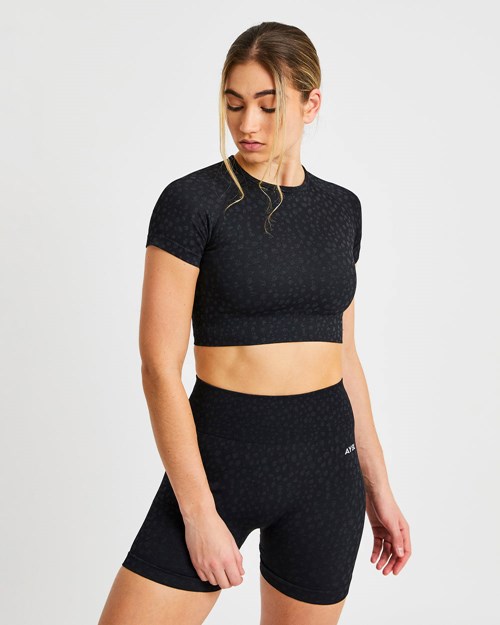 AYBL Evolve Speckle Seamless Crop Top Negros | MRJGQYK-70