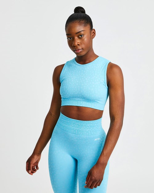 AYBL Evolve Speckle Seamless Crop Vest Azules Claro | DRKNBXV-61