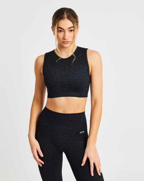 AYBL Evolve Speckle Seamless Crop Vest Negros | KQOYCPB-59