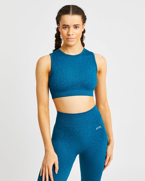 AYBL Evolve Speckle Seamless Crop Vest Teal | FJSUGOR-59