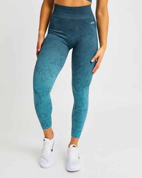 AYBL Flare Seamless Leggings Teal | ZDJNFTR-53