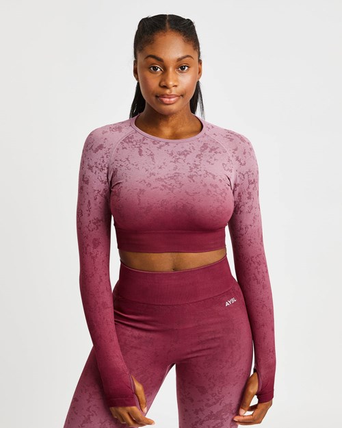 AYBL Flare Seamless Long Sleeve Crop Top Plum | EUIQKYF-71