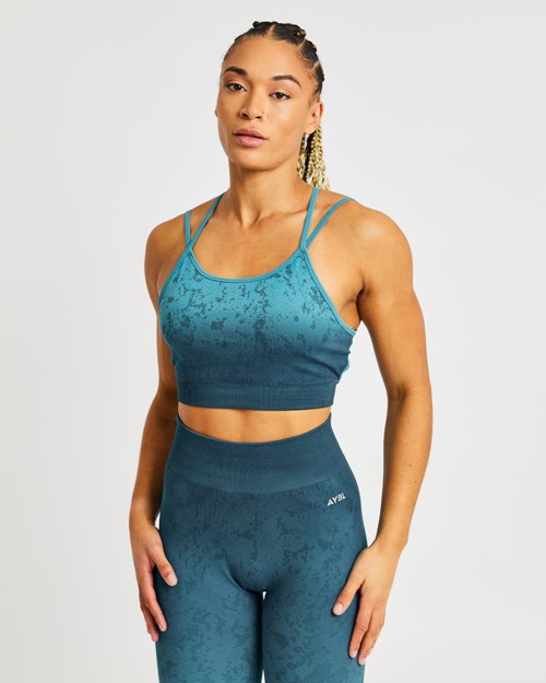 AYBL Flare Seamless Sports Bra Teal | IXGYERV-04