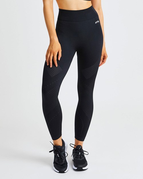AYBL Ignite Seamless Leggings Negros | UKBTASY-78