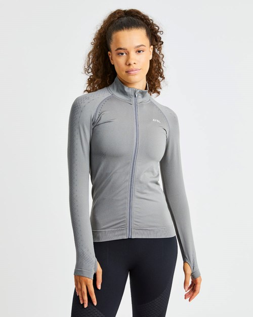 AYBL Ignite Seamless Zip Jacket Grises | JTIYHPQ-56