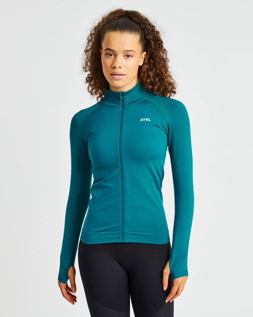 AYBL Ignite Seamless Zip Jacket Hyper Teal | TPDQMYV-24