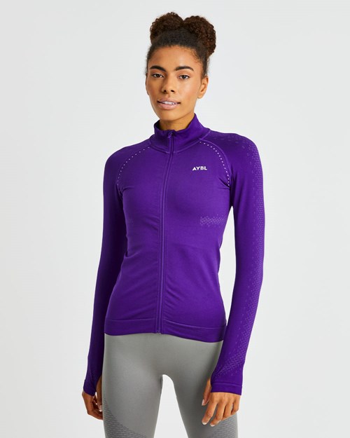 AYBL Ignite Seamless Zip Jacket Morados | JWVBSZT-74