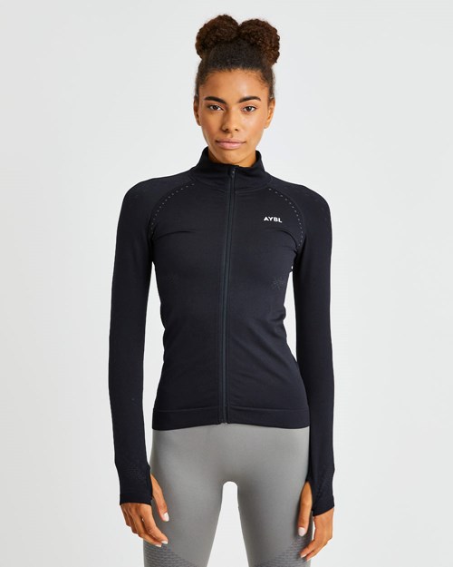 AYBL Ignite Seamless Zip Jacket Negros | SKMFUCE-08