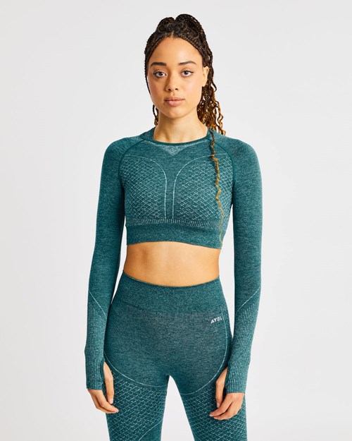 AYBL Impact Seamless Long Sleeve Crop Top Verdes | DXYAOTQ-65